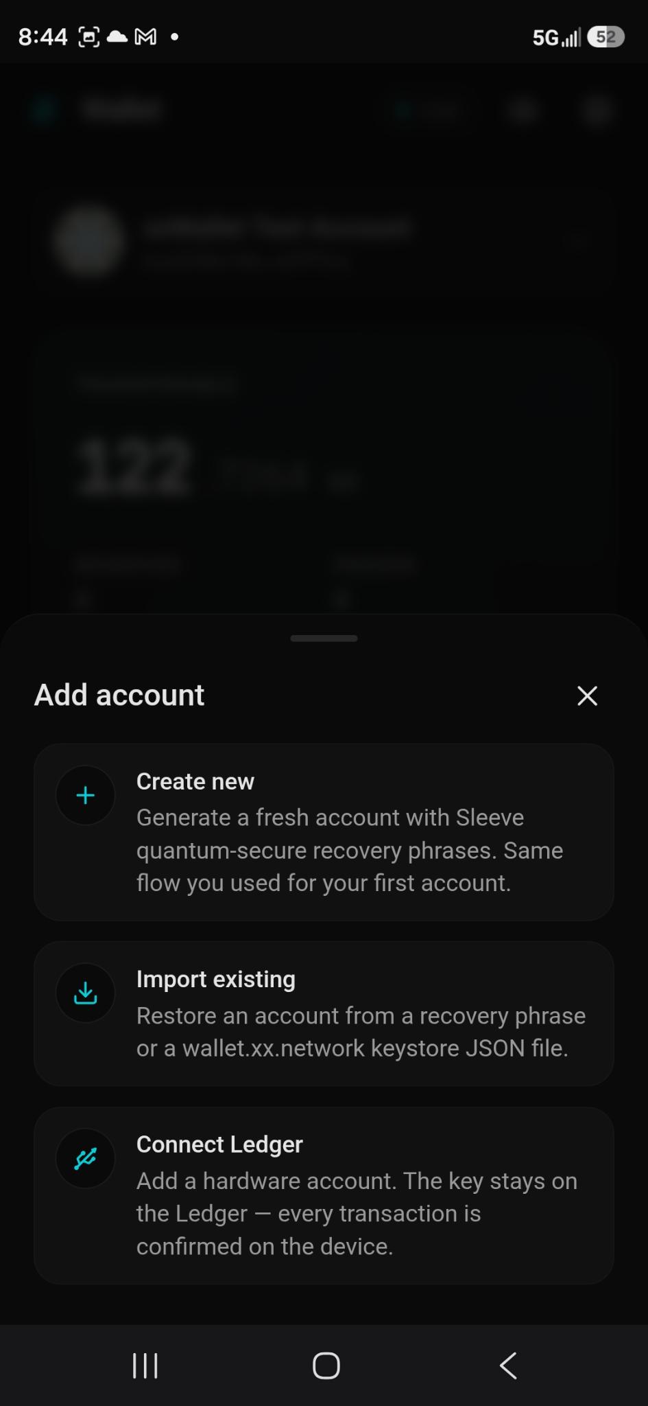Add account options