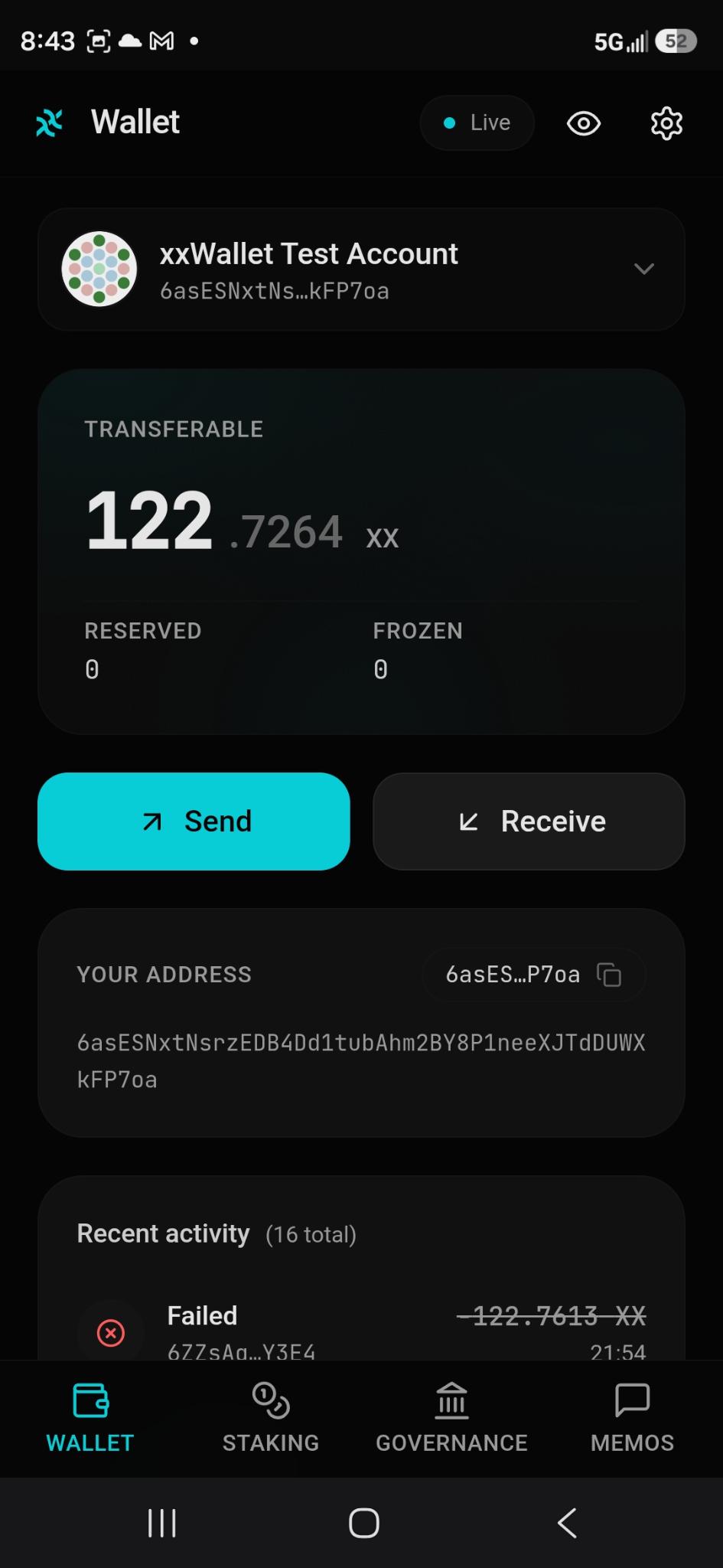 Wallet dashboard