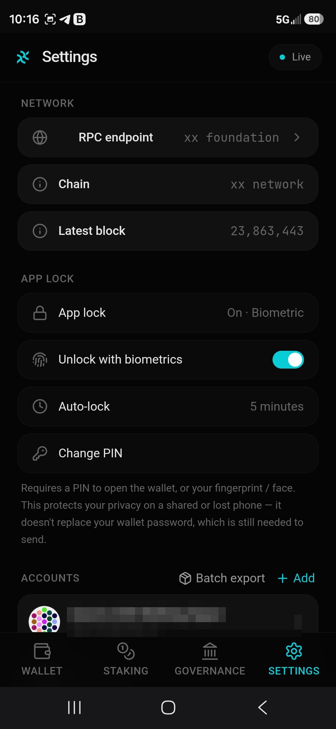 Settings and app lock