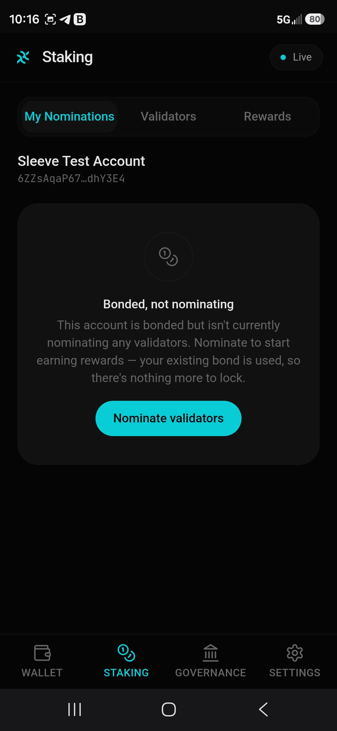 Staking status