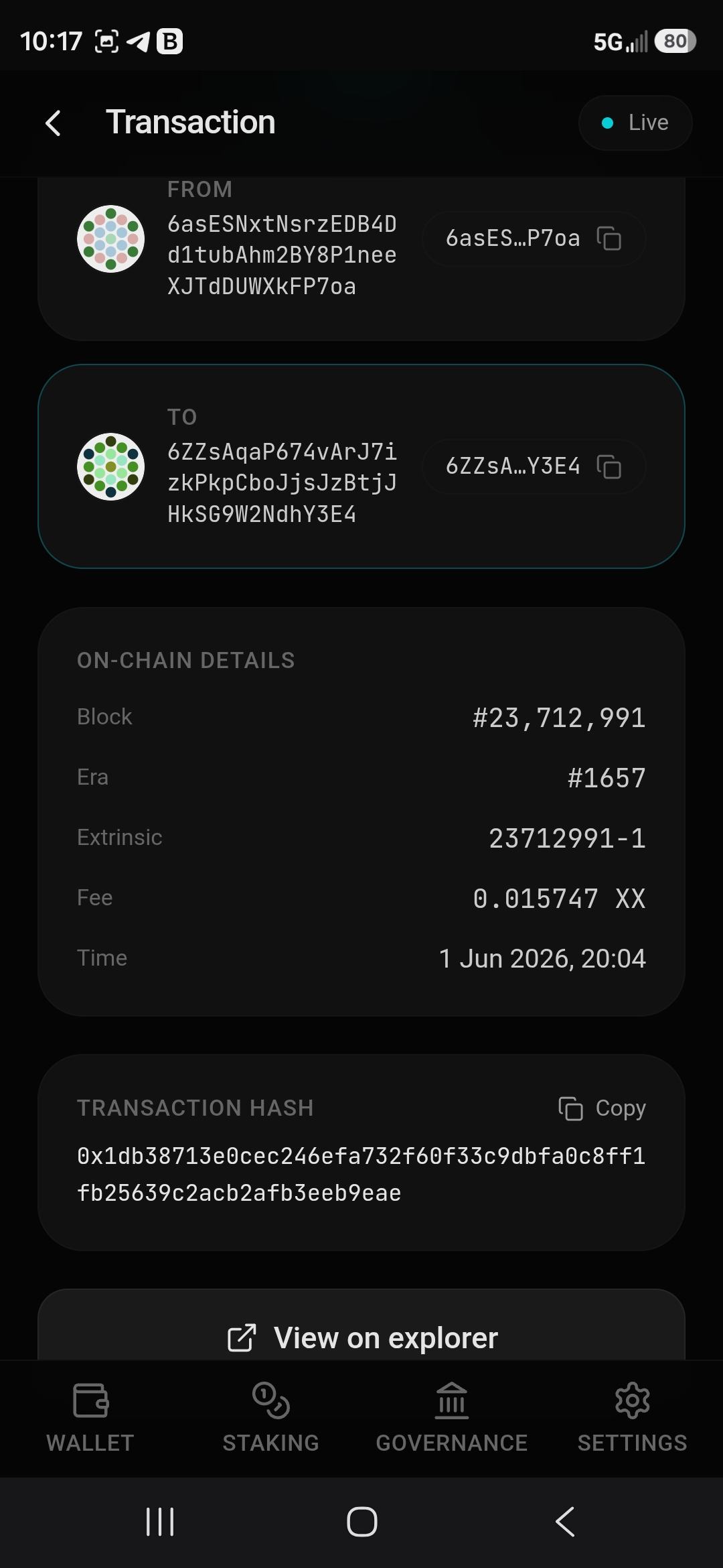 Transaction detail