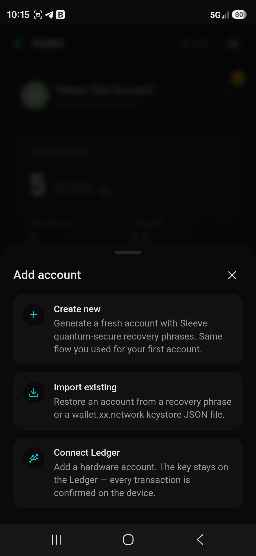 Add account options