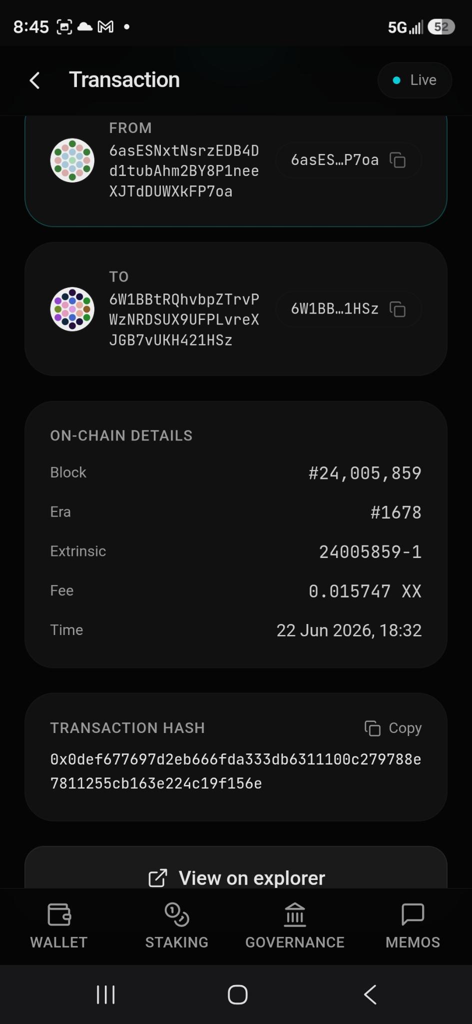 Transaction detail