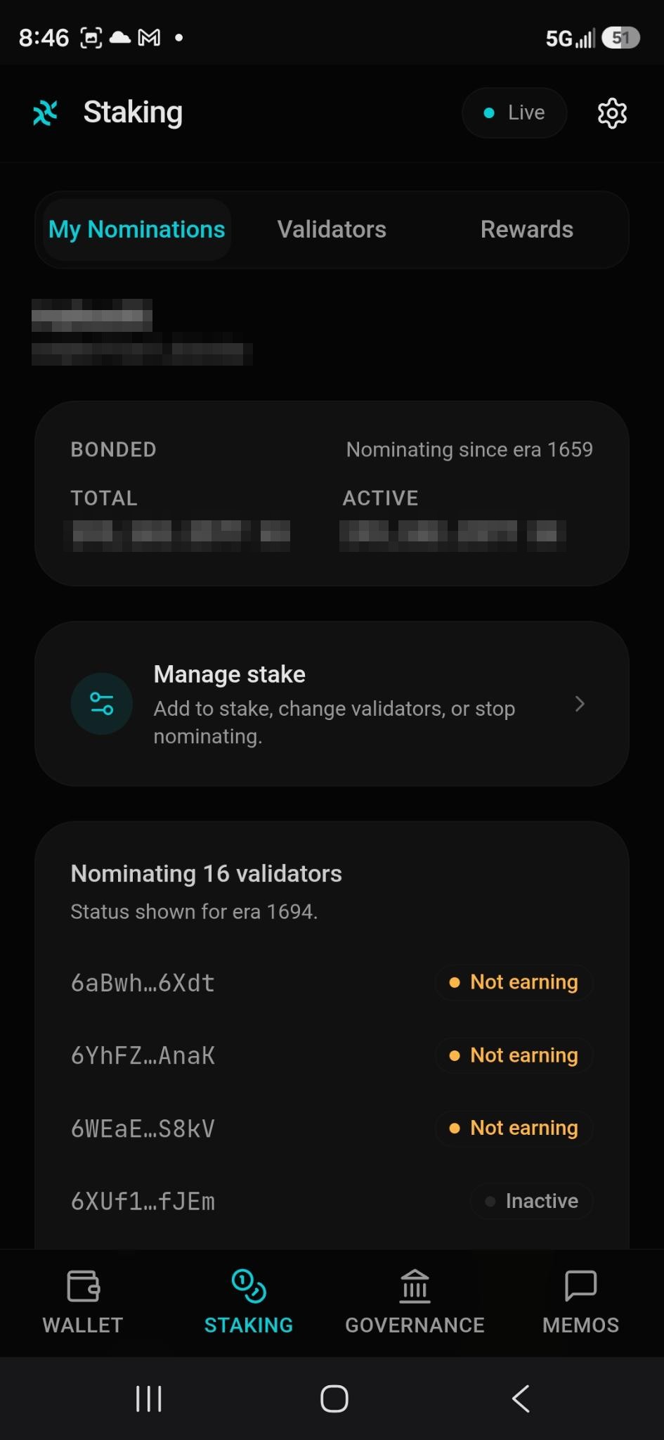 Active nomination status