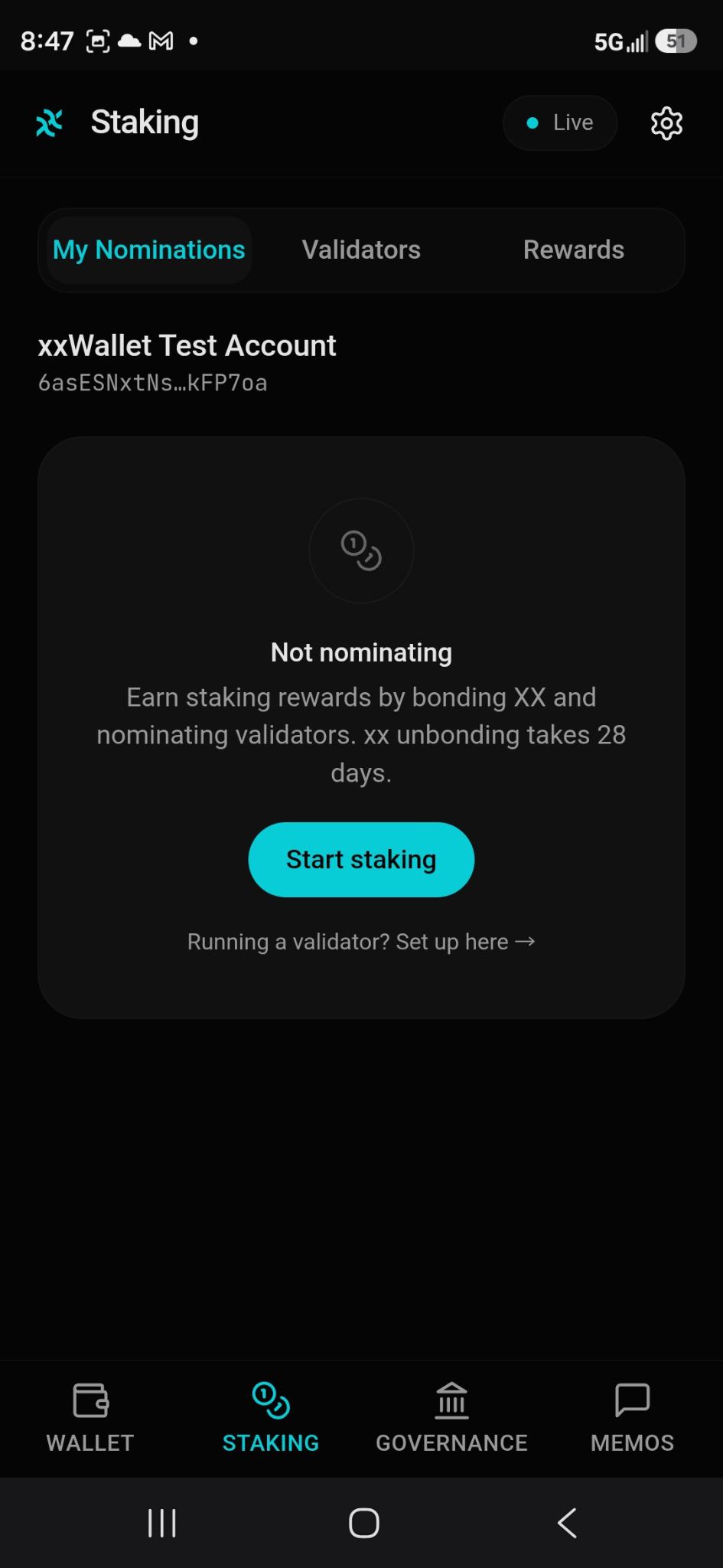 Staking — not nominating