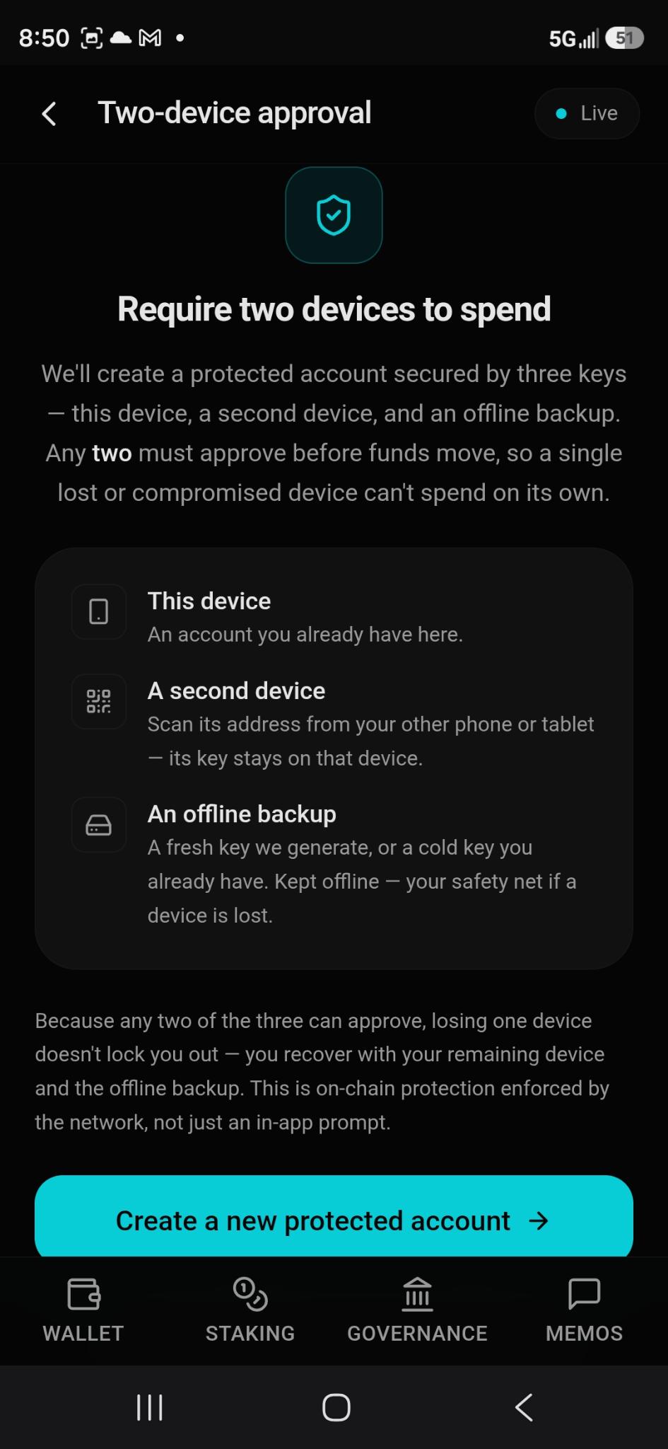 Two-device approval setup